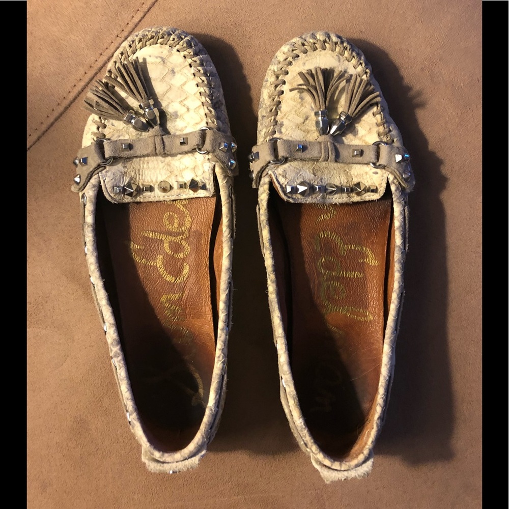 Grey Sam Edelman flats w/ silver studs, size 8